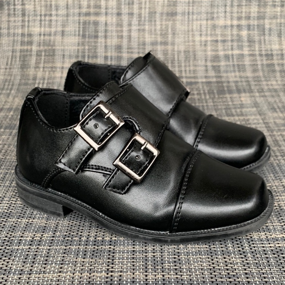 Perry Ellis Portfolio Black Dress Shoes Double Monk Strap Infant Boys size 5